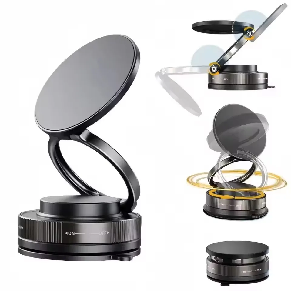 Car Phone Holder Magnetic - 360をアップグレード ° 真空磁石式スマートフォンホルダー、磁石式カーマウント、ハンズフリー吸盤式スマートフォンホルダー（車内/ジム/鏡面用）