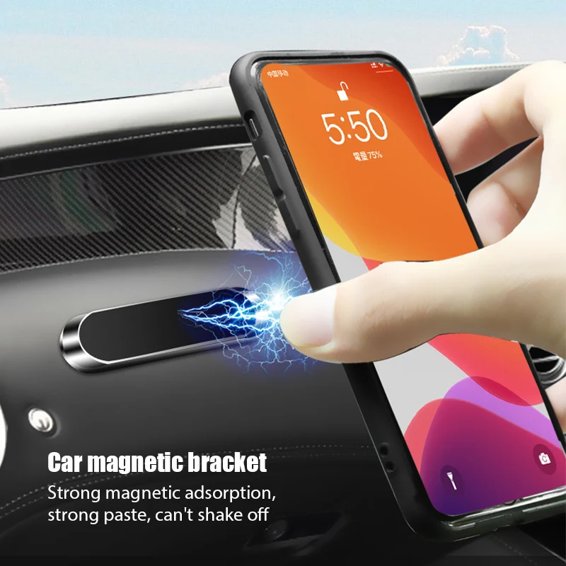 Car Phone Holder Magnetic - 磁力式カーフォンホルダー、回転可能なミニストリップ型スタンド、強力な磁石を使用したGPSカーマウント。iPhone 16、Xiaomi、Huawei、Samsungに対応。