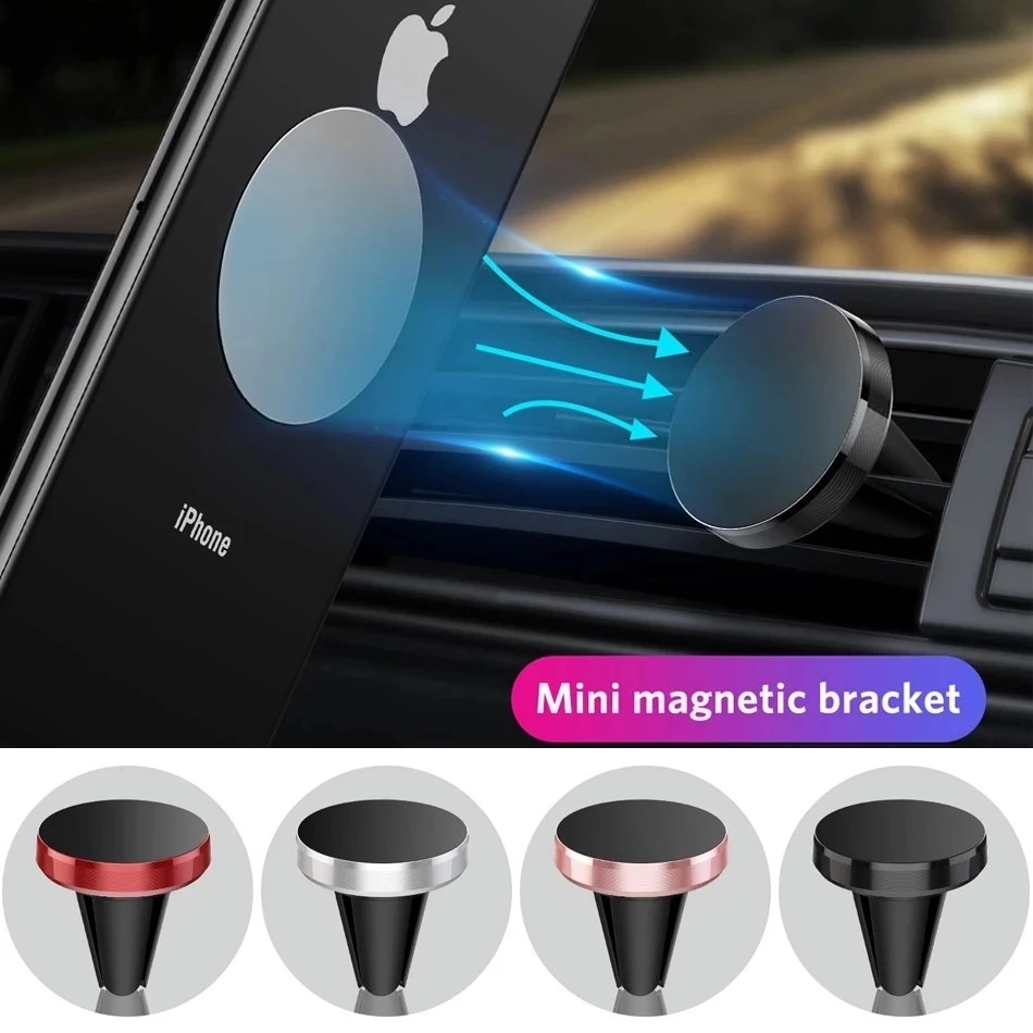 Car Phone Holder Magnetic - 車載用マグネット式携帯電話ホルダー、iPhone 14、13、Samsung対応、車内エアコン吹き出し口取り付け型モバイル携帯電話ホルダースタンド