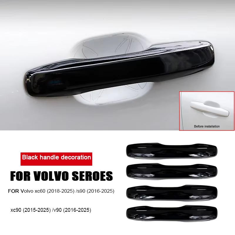 Volvo Car Accessories Xc60 - ボルボ車のドアハンドル装飾カバー黒装飾車のステッカー XC60 V90 XC90 S90 カーアクセサリー