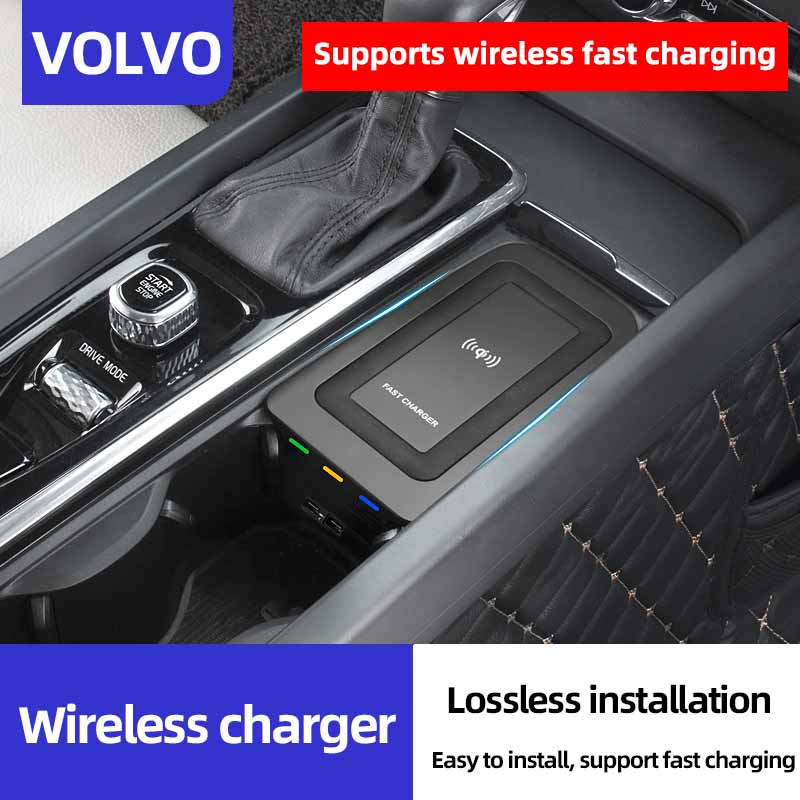 Volvo Car Accessories Xc60 - ワイヤレスカーチャージャー,携帯電話用の特別なカーアクセサリー,ボルボxc90用NEW60 s90 v90 qi 18-2023,v60 2020