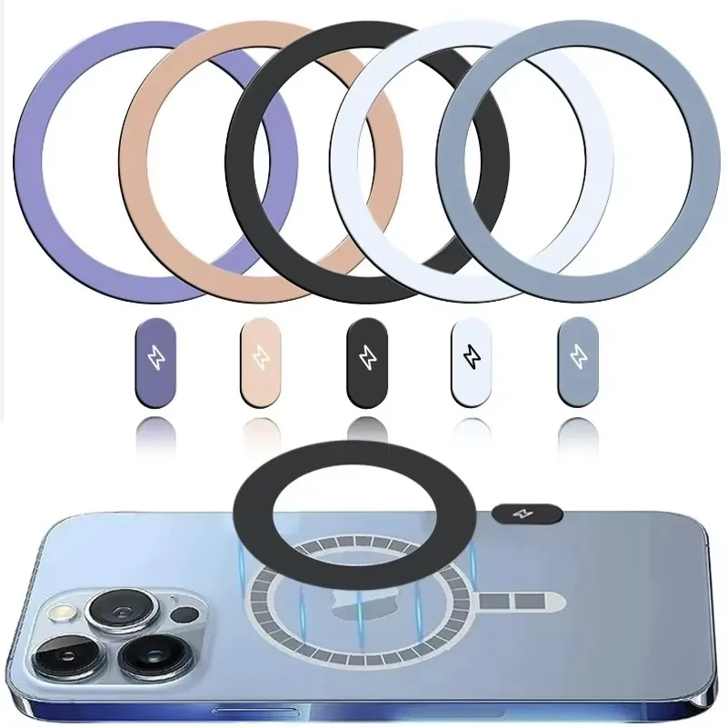 Car Phone Holder Magnetic - 5/1個入りメタルプレートステッカーリング ユニバーサルワイヤレス充電器用磁気リング 車載携帯電話ホルダー用鉄シート iPhone 15 14用
