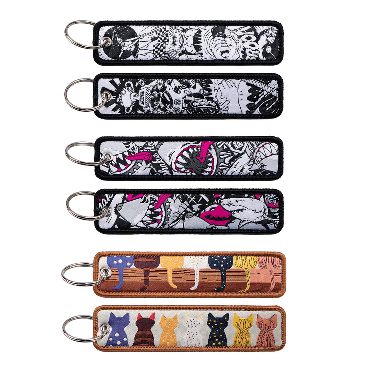 1PC アニメサメ猫刺繍キークール引用キータグキーホルダー車 - Car Accessories Quotation のレビューと価格