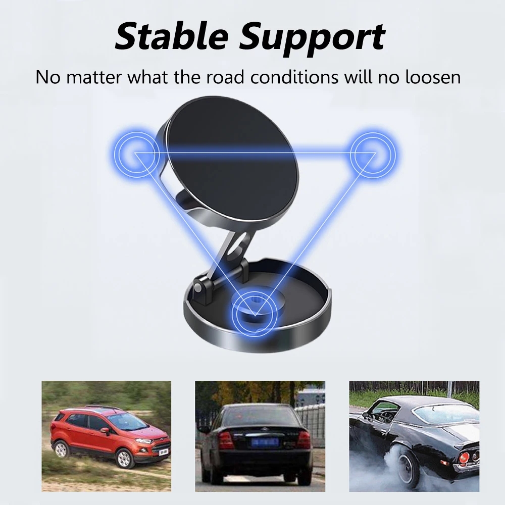 強力マグネット式携帯電話スタンド 720 °   折りたたみ - Car Phone Holder Magnetic のレビューと価格
