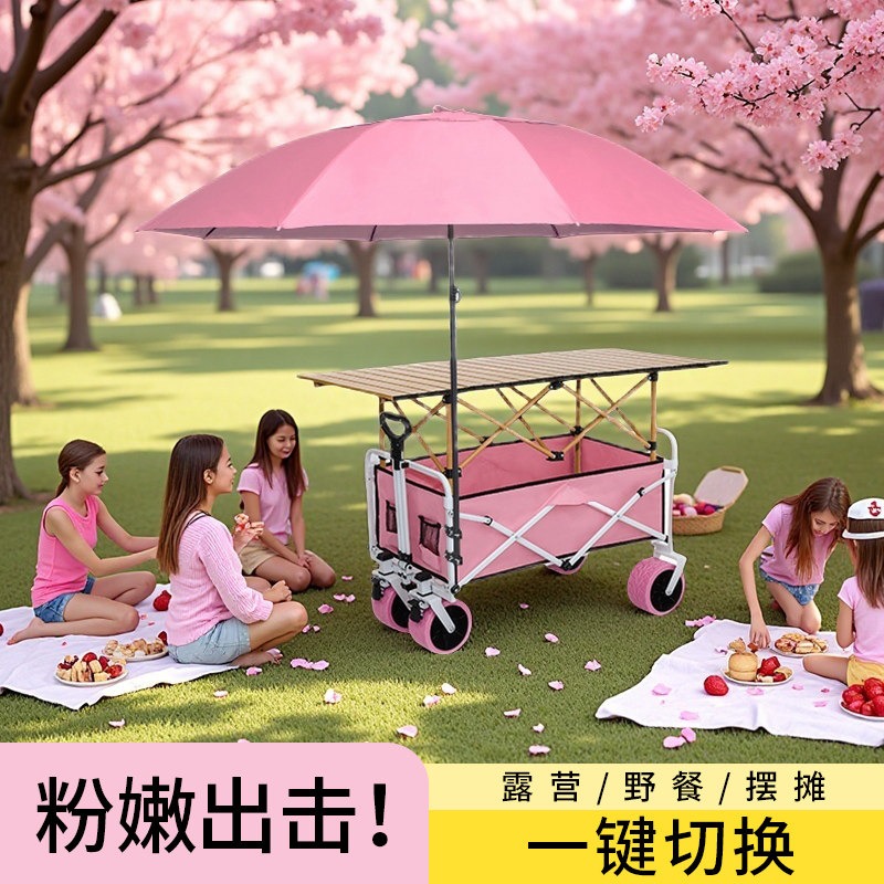 ピンクの折りたたみ式キャンピングカート、ポータブル屋外キャン - Car Accessories You Must Have のレビューと価格