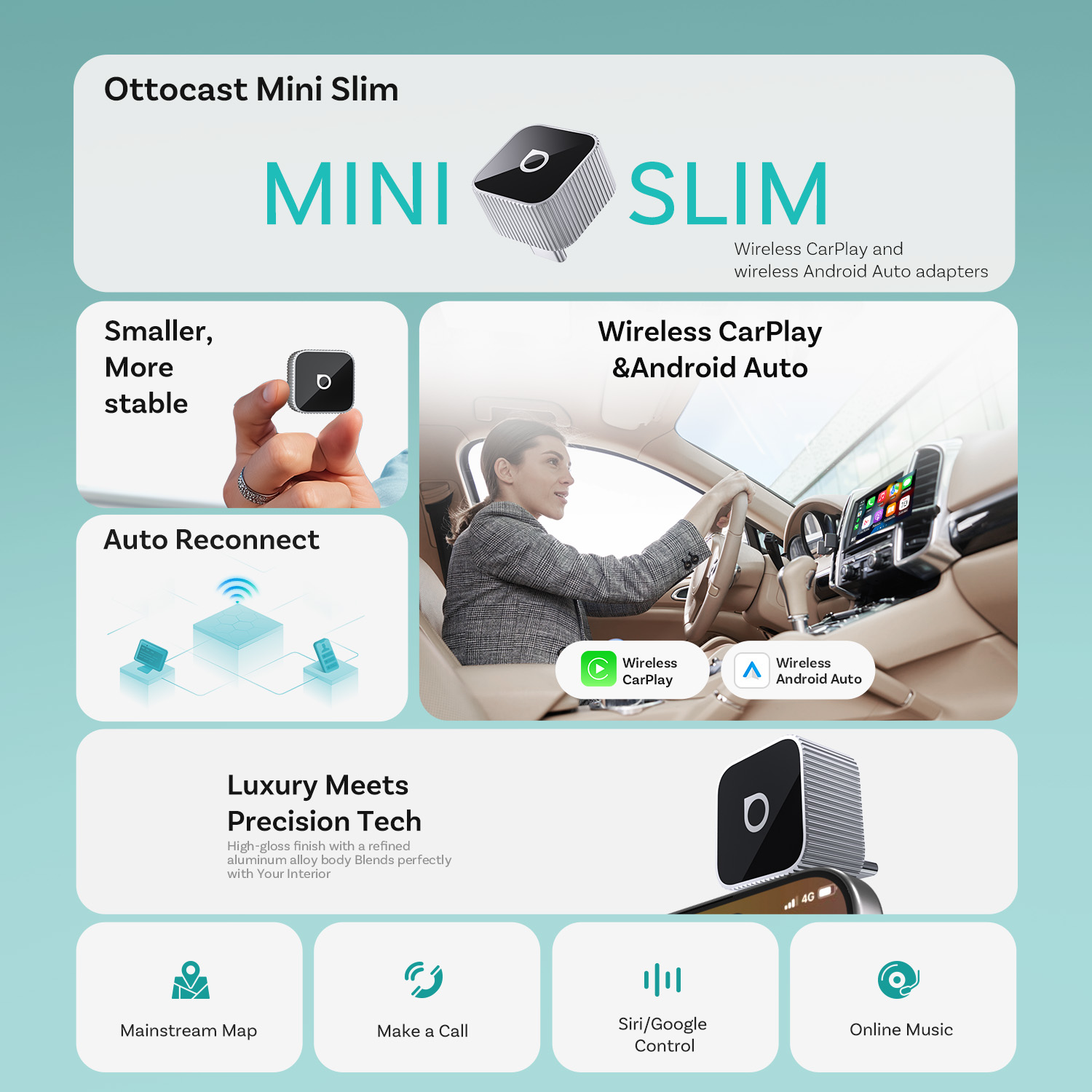 Ottocast Mini Slim ワイヤレスCarPla - Car Accessories Youtube のレビューと価格